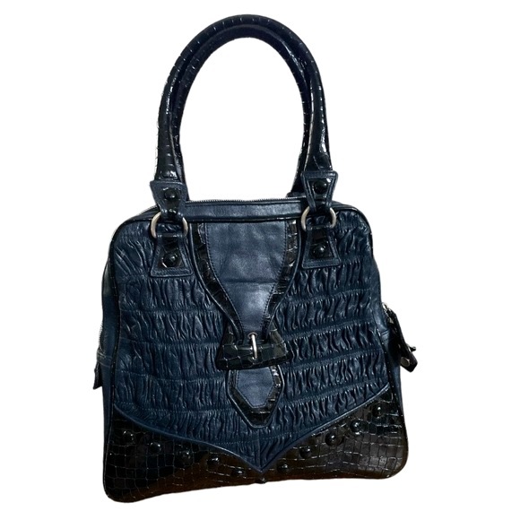 ISABELLA FIORE➕Patent Mock Crock & Studded Rouched Handbag - Picture 2 of 7